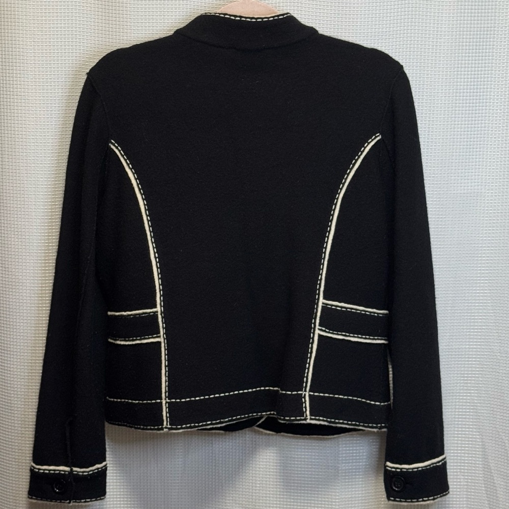 Talbots Petites Black 100% Merino Wool Button Jacket Blazer Petite M - Picture 6 of 7